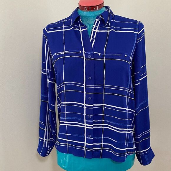 Apt 9 Button Down Long Sleeve Striped Womens Top Size SP - Picture 1 of 6